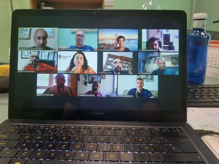 Reunión telemática de Celeste López con los representantes sindicales (Foto TA)